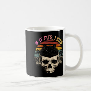 If Fits Sit Black Cat Skull Minimalist Meme Cats Coffee Mug