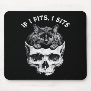 If fits sit black cat skull minimalist meme humour mouse pad