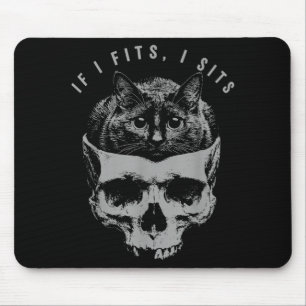 If Fits Sit Black Cat Skull Minimalist Meme Humour Mouse Pad