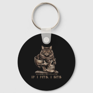 If fits sits black cat skull gothic dark humour key ring