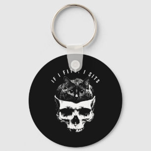 If fits sits black cat skull gothic dark humour key ring