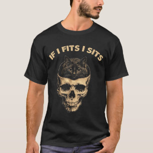 If fits sits black cat skull gothic dark humour T-Shirt