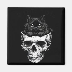 If fits sits black cat skull gothic funny dark magnet