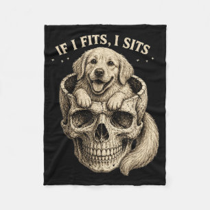 If Fits Sits Golden Retriever Skull Dark Gothic Fleece Blanket
