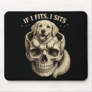 If Fits Sits Golden Retriever Skull Dark Gothic Mouse Pad