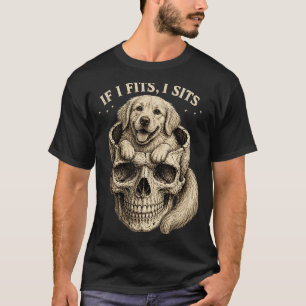If Fits Sits Golden Retriever Skull Dark Gothic T-Shirt