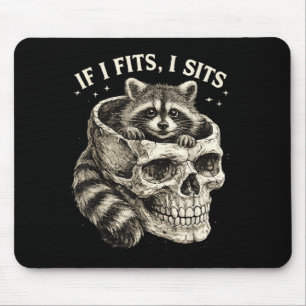 If Fits Sits Racoon Skull Funny Dark Gothic Humour Mouse Pad