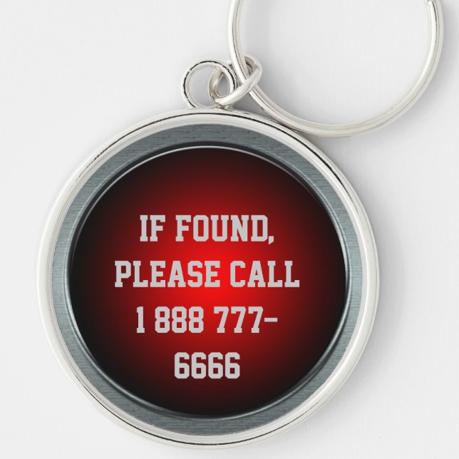 If Found, Call... Big Red Button Keychain (Front)