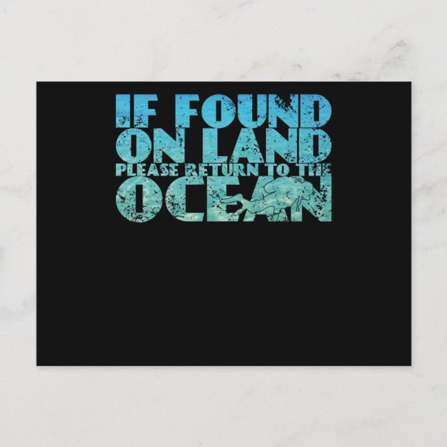 If Found On Land Funny Apnoea Diver Snorkeler Postcard (Front)