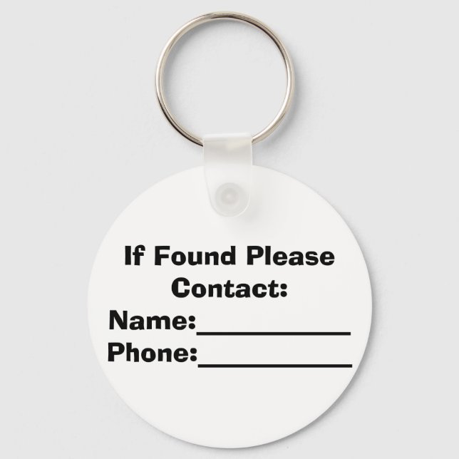If Found Please Contact Key Ring (Front)