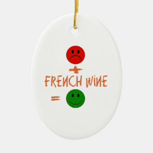 if French Wine with me, i am happy Ceramic Tree Decoration