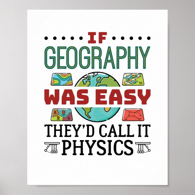 If Geography Was Easy Funny Teacher Student Poster (Front)
