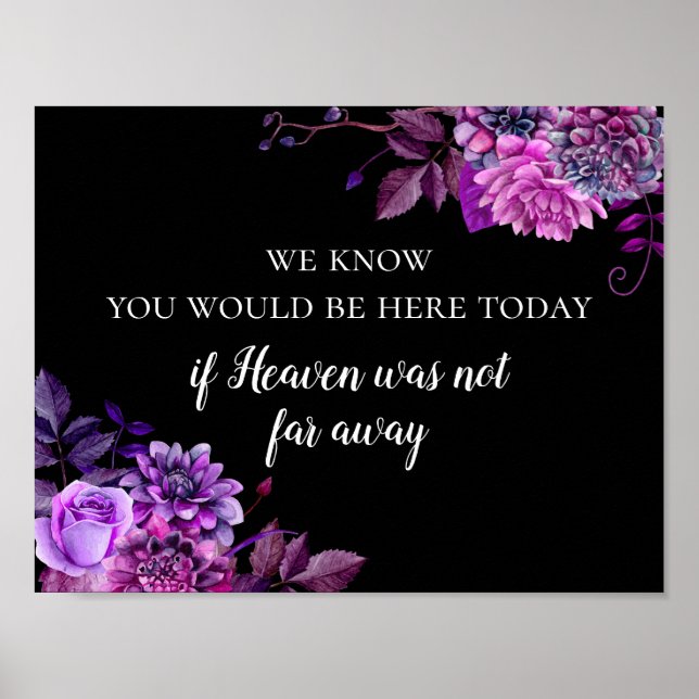 If Heaven was not far away print. Purple memorial Poster (Front)