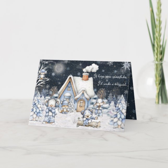 If Hugs Were Snowflakes I'd Make A Blizzard Winter Card (Front)