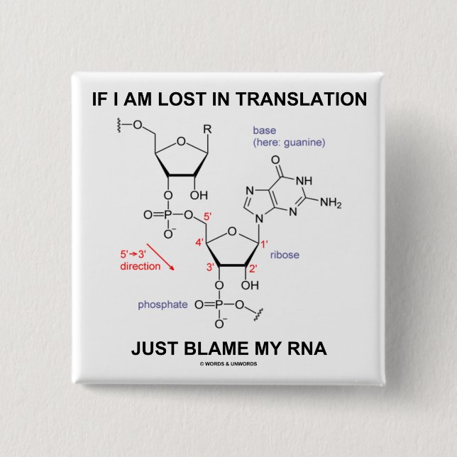 If I Am Lost In Translation Just Blame My RNA 15 Cm Square Badge (Front)