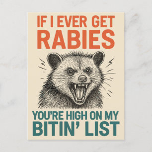 If I Ever Get Rabies – Fierce Animal Humour Design Holiday Postcard