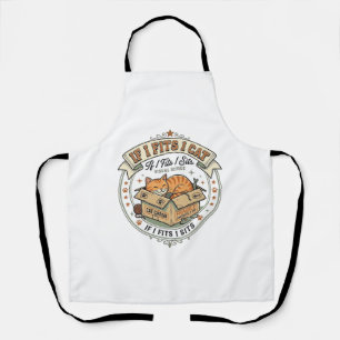 If I Fits I Cat If I Fits I Cat Vintage Vector Art Apron