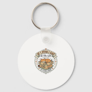If I Fits I Cat If I Fits I Cat Vintage Vector Art Key Ring