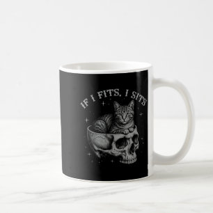If I Fits I Sits Black Cat Skull Gothic Dark Humou Coffee Mug