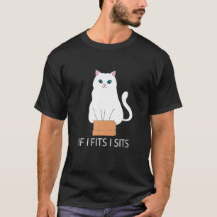If I Fits I Sits Cat In A Box Ee Cat Meme Fat Kitt T-Shirt