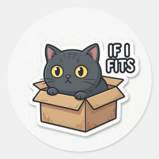 If I Fits I Sits Cat Sticker Funny Meme Cute Cat  