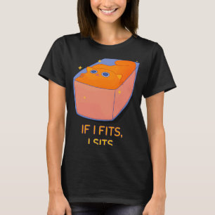 If I Fits I Sits Smooth Cat Meme  Cat in a Box T-Shirt