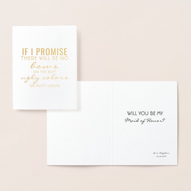 If I Promise - Funny Bridesmaid Proposal Foil Card (Display)