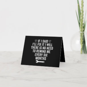 If I Said I'll Fix it I Will Funny Mechanic Gift Thank You Card