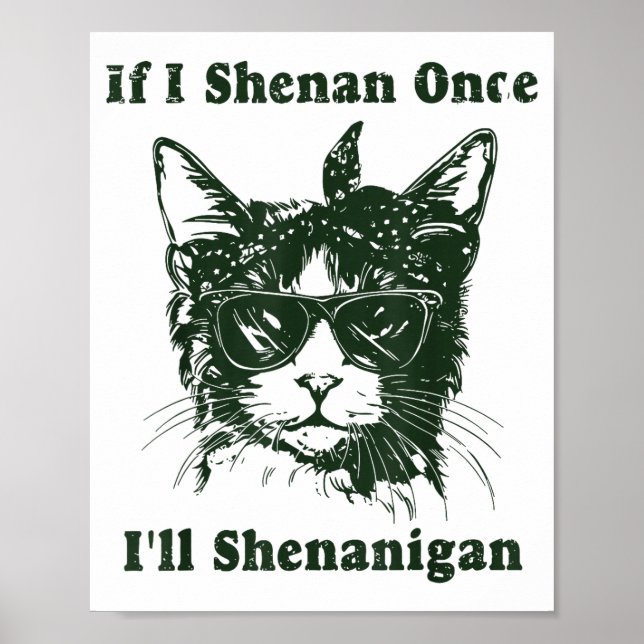 If I Shenan Once I’ll Shenanigan Funny Cool Cat Qu Poster (Front)