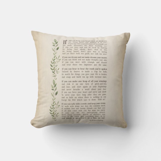IF, Inspired poem of Rudyard Kipling  Cushion (Front)