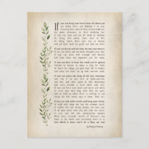 IF, Inspired poem of Rudyard Kipling  Postcard