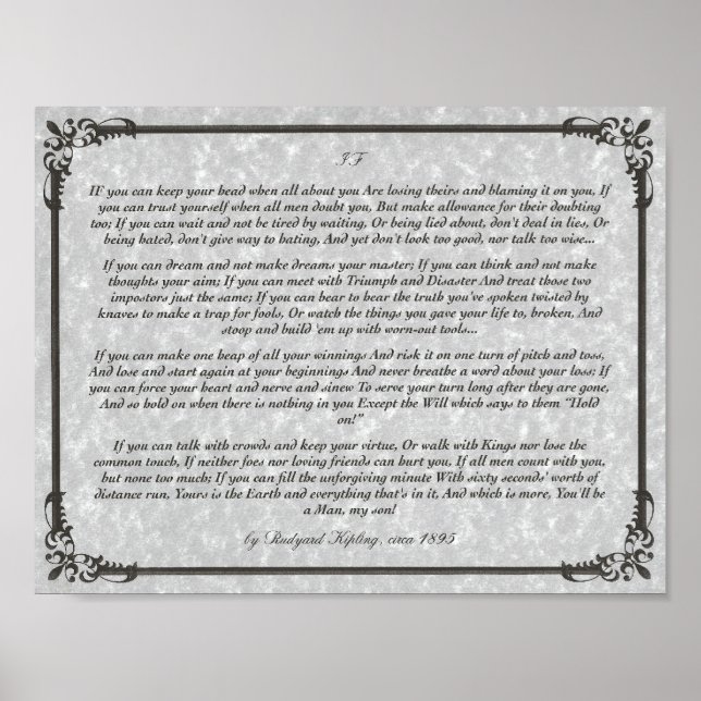 IF Inspiring Poem for Young Men by Rudyard Kipling Poster (Front)