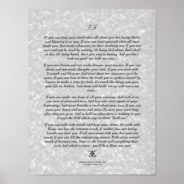 IF Inspiring Poem for Young Men by Rudyard Kipling Poster (Front)