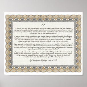 IF Inspiring Poem for Young Men by Rudyard Kipling Poster