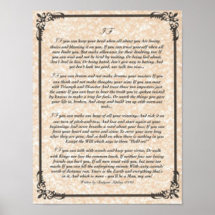 IF Inspiring Poem for Young Men by Rudyard Kipling Poster