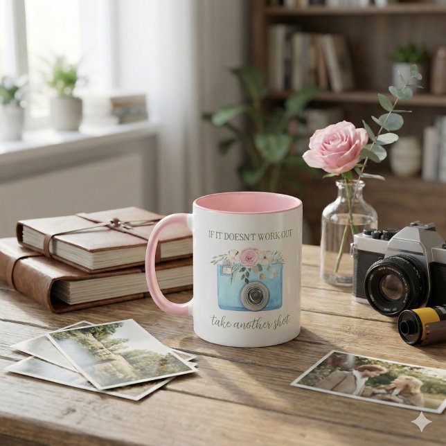 If It Doesn't Work Out Mug (Encourage others to not give up with this, "If it doesn't work out, take another shot" mug! )