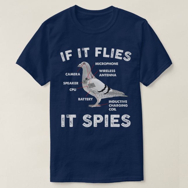 If It Flies It Spies Pigeon Anatomy Bird Aren't Re T-Shirt (Design Front)