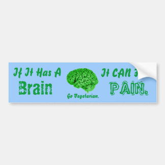 If It Has a Brain, It Can Feel Pain. Go Vegetarian Bumper Sticker