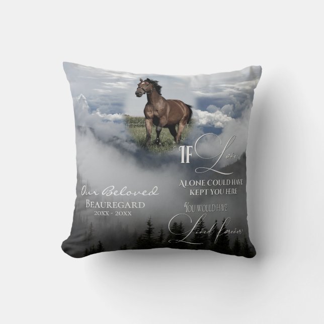 If Love Alone Foggy Trees Memorial PHOTO Prayer Cushion (Front)