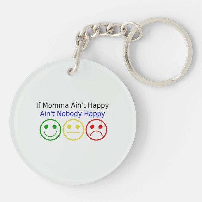 If Momma Ain't Happy Saying with Smile Faces Key Ring (Back)