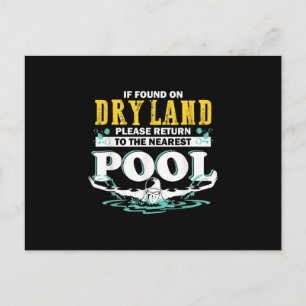 If On Dry Land Return To Pool Swim Team Funny Swim Postcard