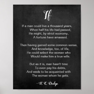 If Poem by Reginald H. C. Dodge Black and White Poster