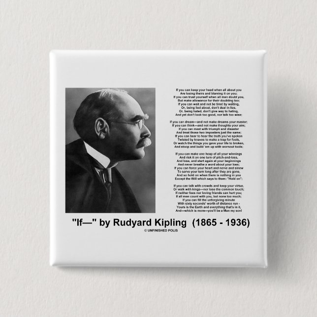 "If— " Poem By Rudyard Kipling 15 Cm Square Badge (Front)