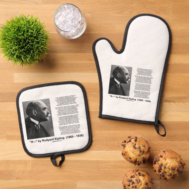 "If— " Poem By Rudyard Kipling Oven Mitt & Pot Holder Set (Top Down)