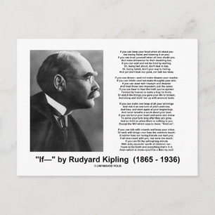 "If— " Poem By Rudyard Kipling Postcard
