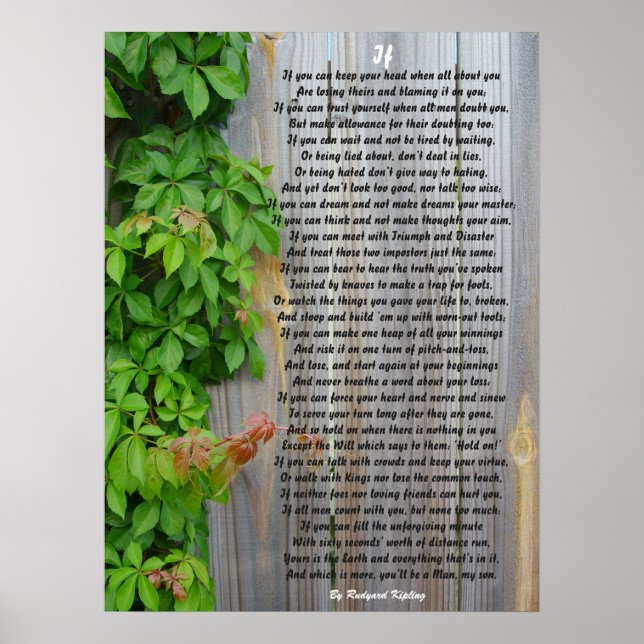 IF, Poem by Rudyard Kipling poster (Front)