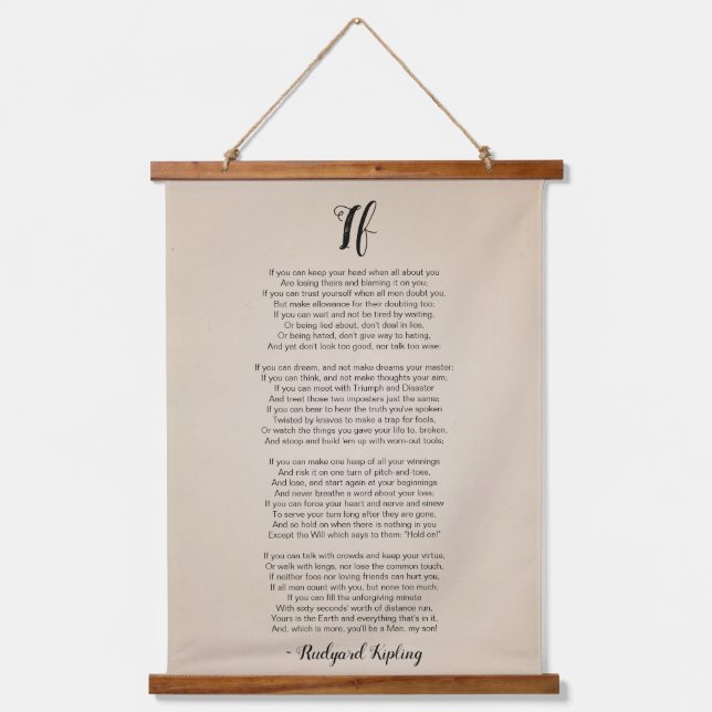 If Poem by Rudyard Kipling Vintage Hanging Tapestry (Front)