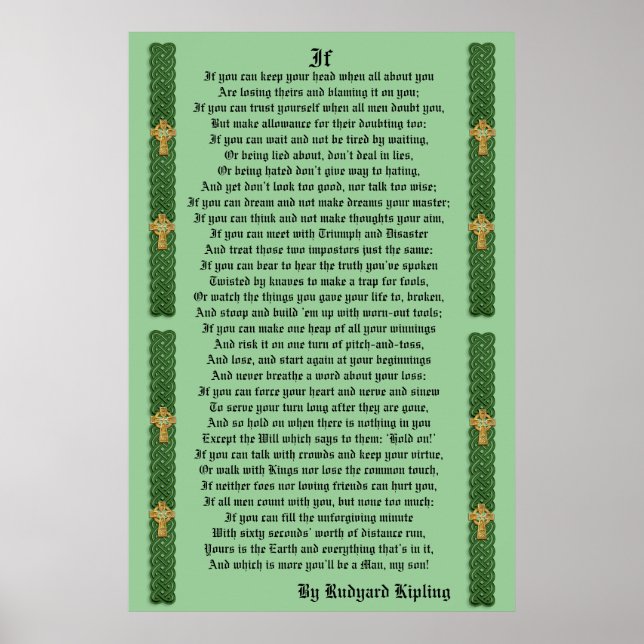 "IF"  prose by Rudyard Kipling Poster (Front)