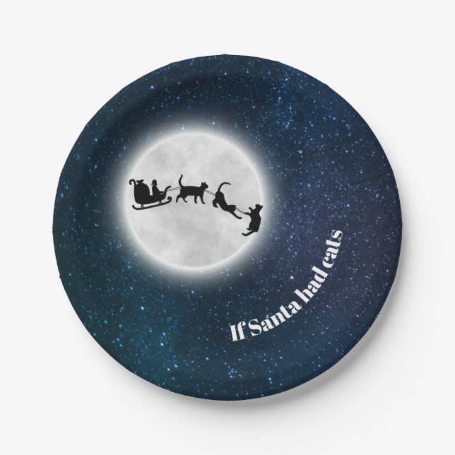 If Santa had cats funny Christmas Holiday Ceramic  Paper Plate (Front)