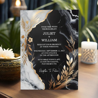 If Sheer Natural Work Stacked Stone Marble Wedding Invitation
